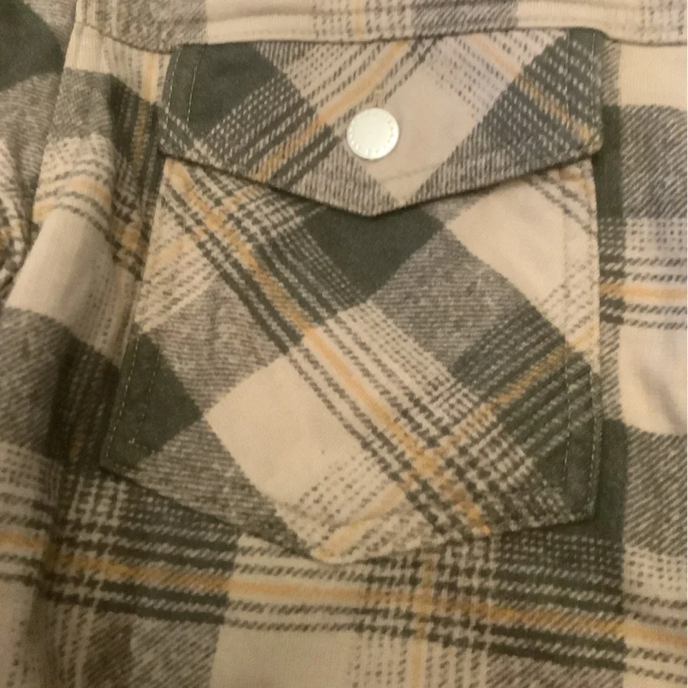 AG Jeans Green Plaid Flannel Shacket Mens M Button Down Fall Layer NWOT